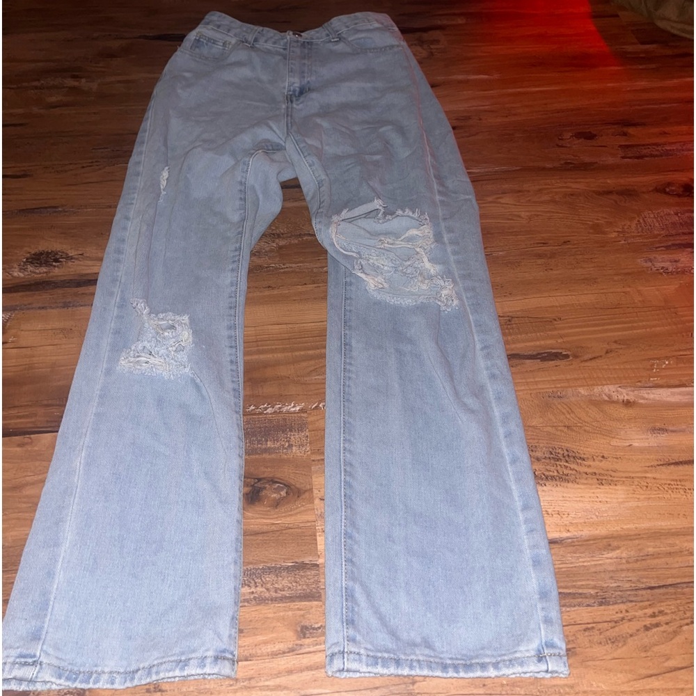 ripped shein blue jeans, size small